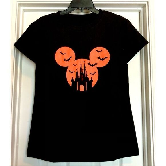 UNBRANDED MICKEY DISNEY EAR HALLOWEEN TEE - L Sz S - NWT. Cotton/Poly Blend. - Picture 3 of 11
